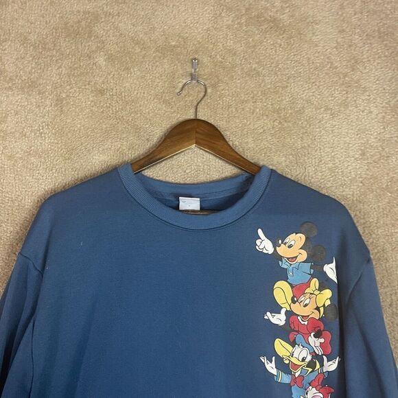 Disney World Sweatshirt Unisex Medium M Navy Mickey And Friends Graphic Crewneck - Picture 2 of 9